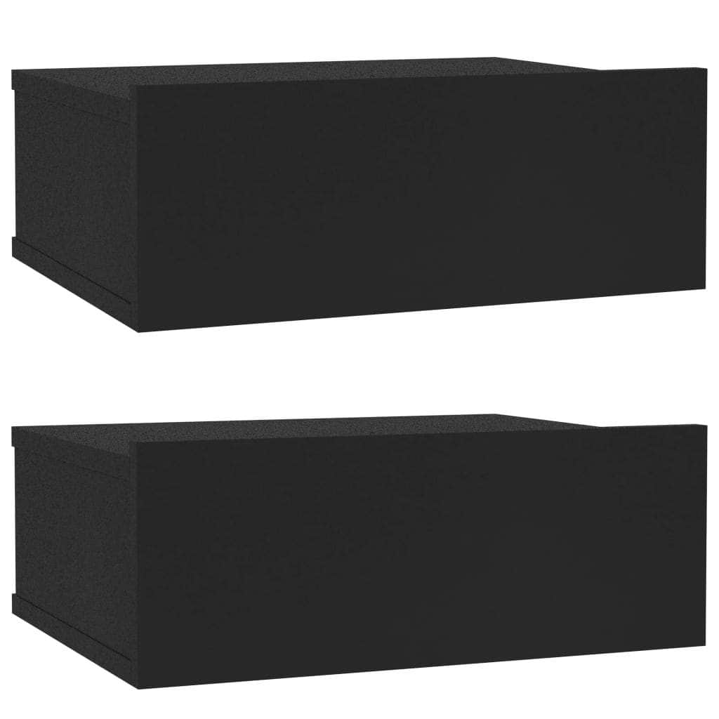 Floating Nightstands 2 pcs Black Chipboard