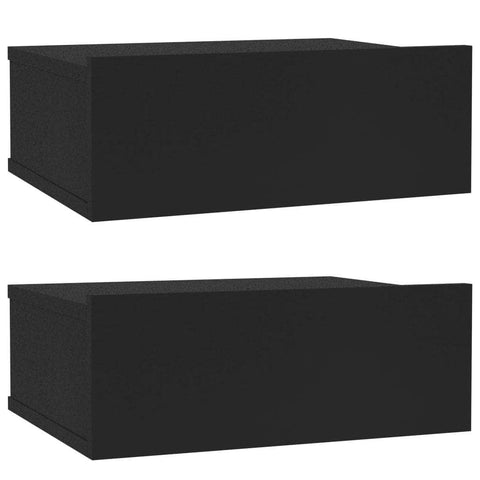 Floating Nightstands 2 pcs Black Chipboard