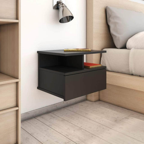 Floating Nightstands 2 pcs Black - Chipboard