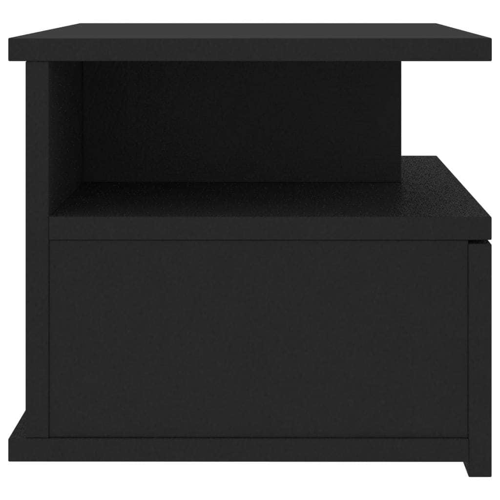 Floating Nightstands 2 pcs Black - Chipboard