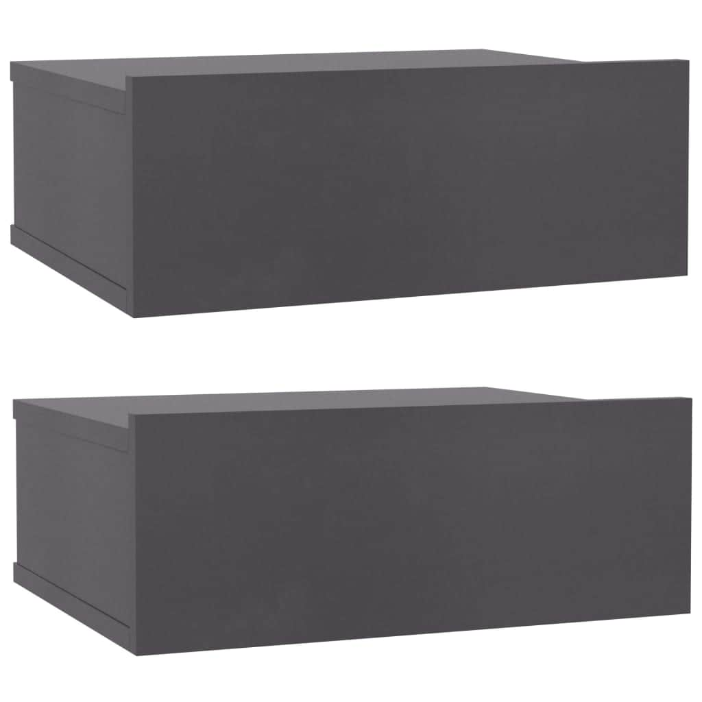 Floating Nightstands 2 pcs Grey Chipboard