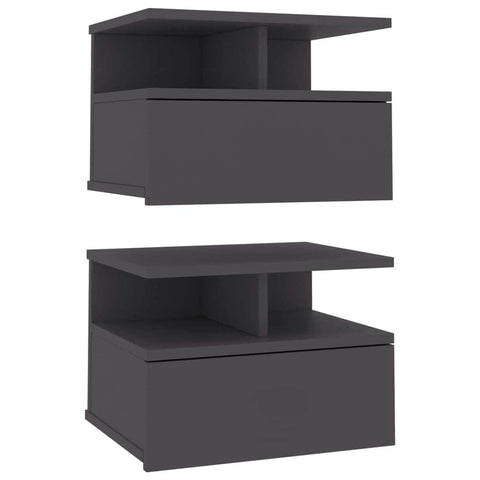 Floating Nightstands 2 pcs Grey -Chipboard