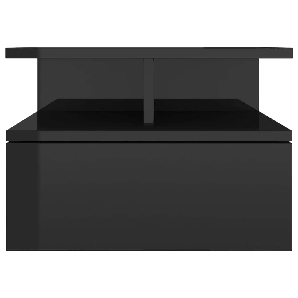 Floating Nightstands 2 pcs High Gloss Black  Chipboard