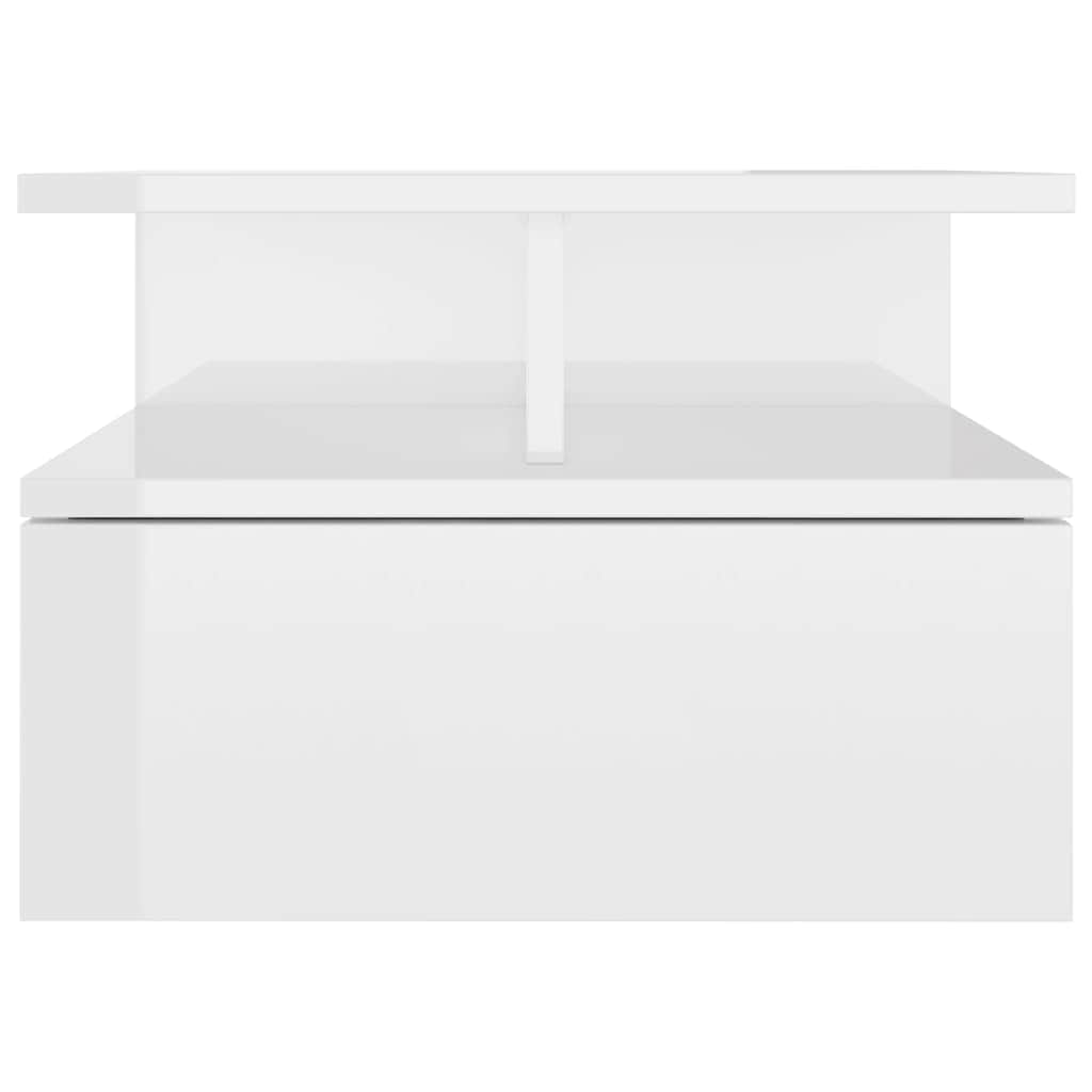 Floating Nightstands 2 pcs High Gloss White Chipboard