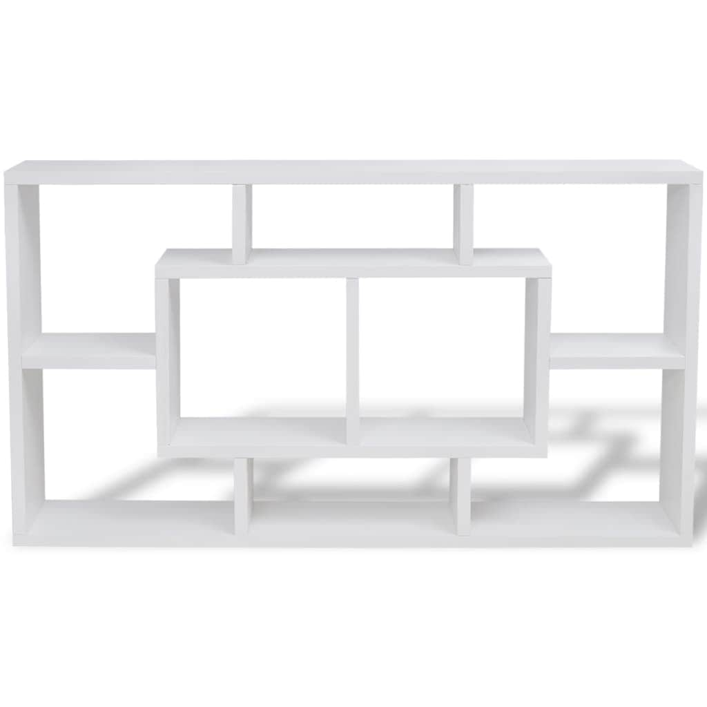 Floating Wall Display Shelf 8 Compartments White