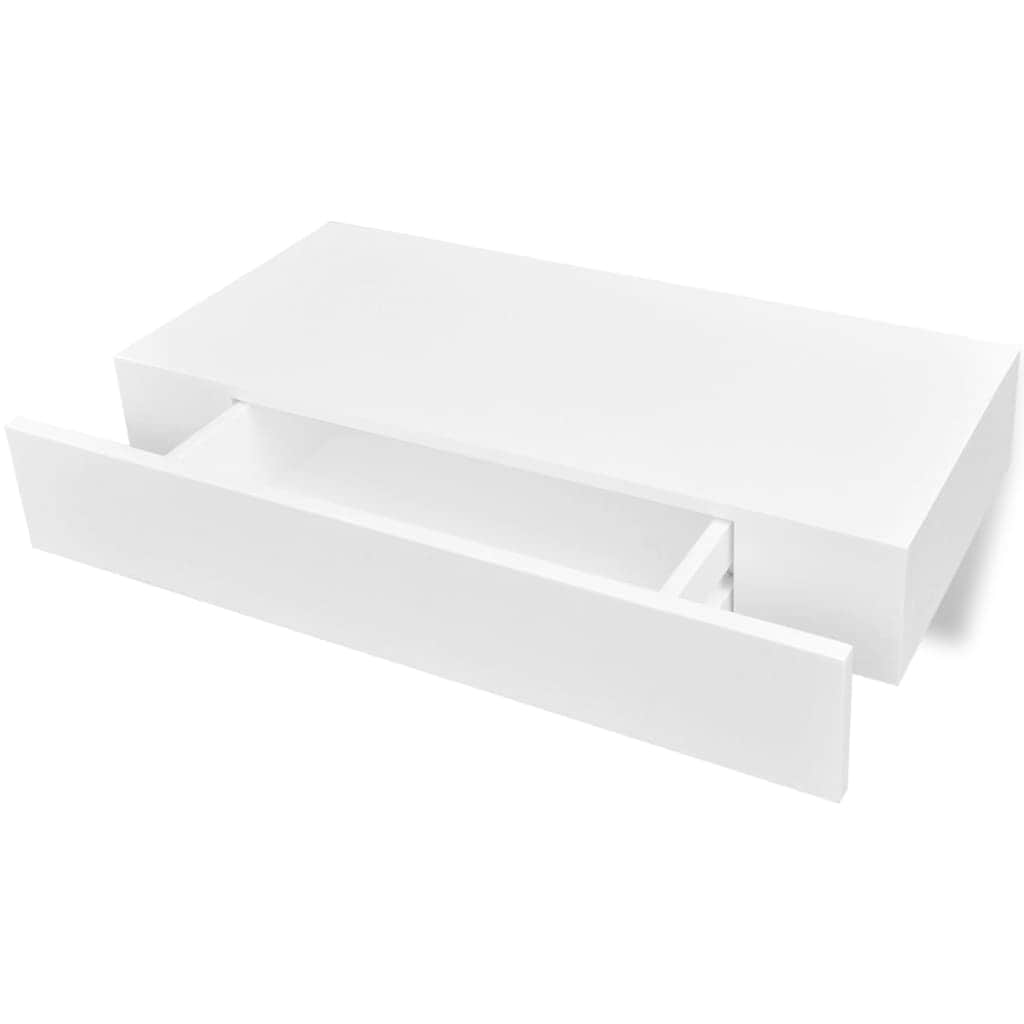 Floating Wall Shelves with Drawers 2 pcs White 48 cm