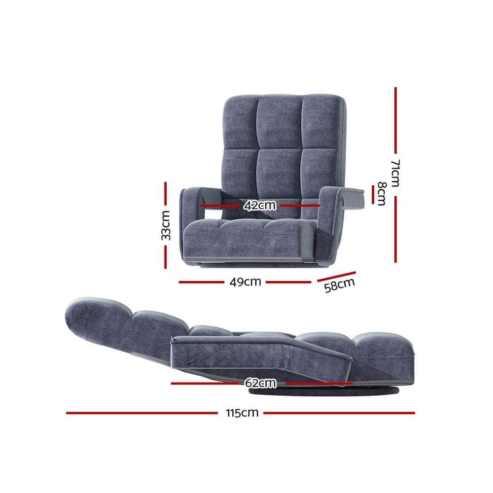 Floor Sofa Bed Lounge Chair Recliner Chaise Chair Swivel Charcoal