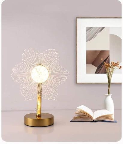 Flower Shape Luxury Acrylic Table Lamp - Modern USB Powered Night Light