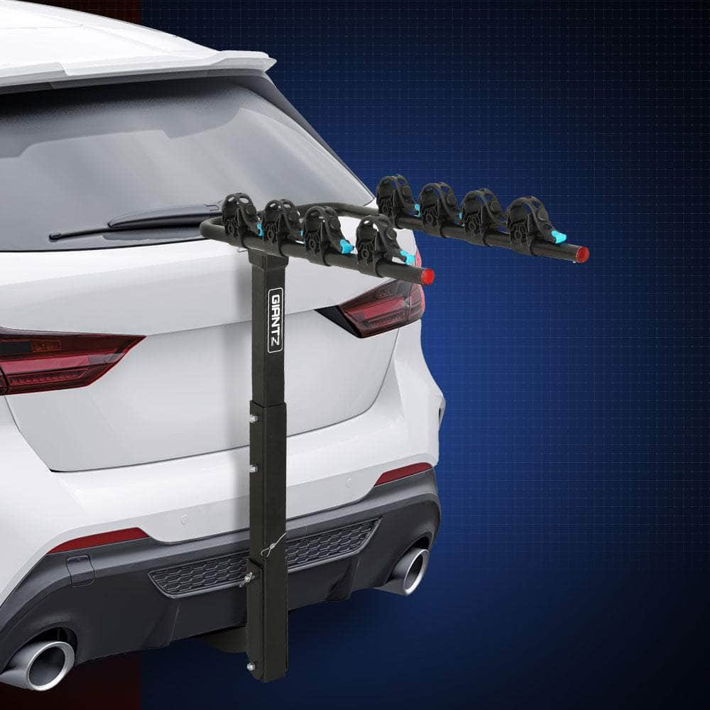 Foldable 4-Bike Rack For Car Rear Hitch Mount (2" Towbar)