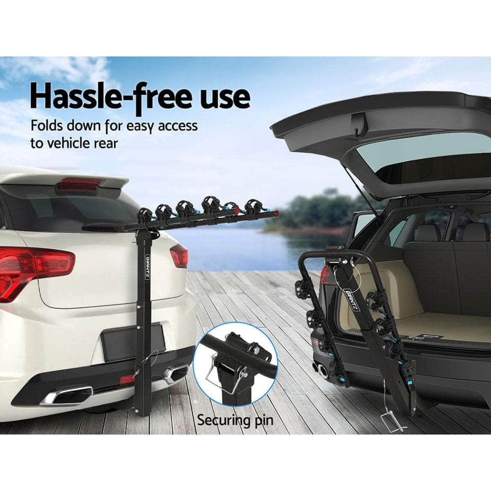 Foldable 4-Bike Rack For Car Rear Hitch Mount (2" Towbar)