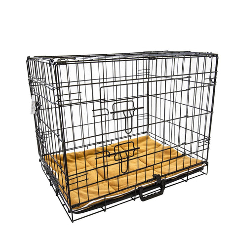 Foldable 42in Wire Dog Crate w/ Tray & Cushion Mat