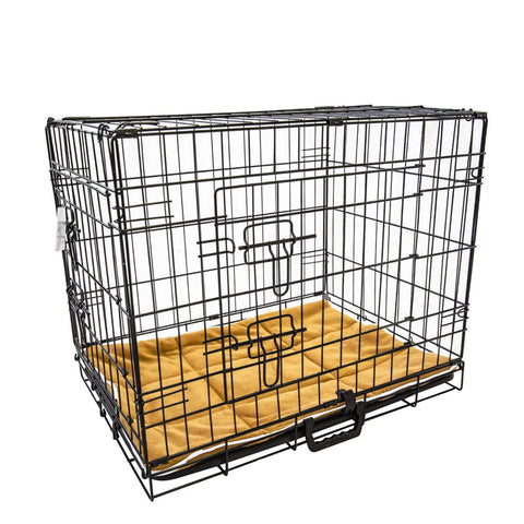 Foldable 48in Wire Dog Crate w/ Tray & Cushion Mat