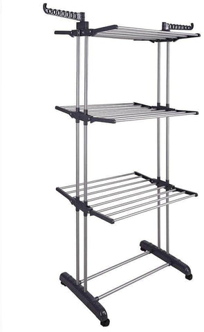 Foldable Clothes Drying Rack: 3 Tier, Indoor, With Hanger Stand Rail