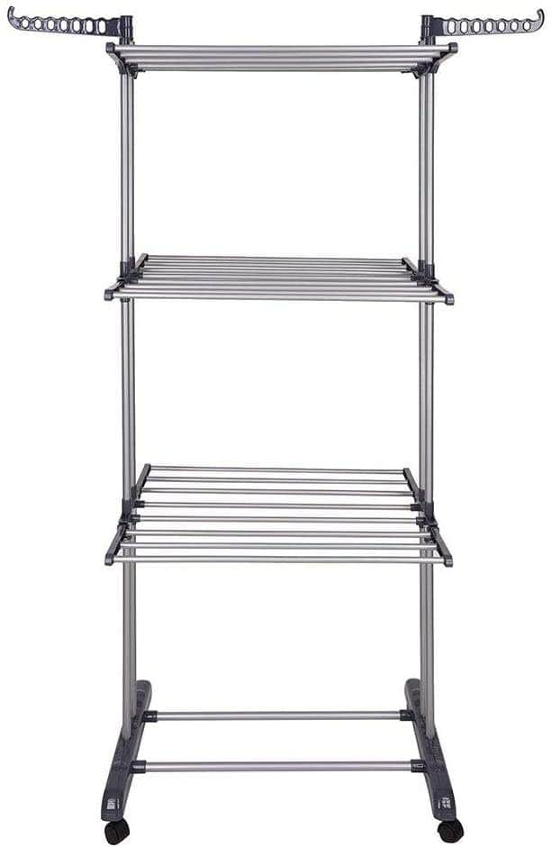 Foldable Clothes Drying Rack: 3 Tier, Indoor, With Hanger Stand Rail