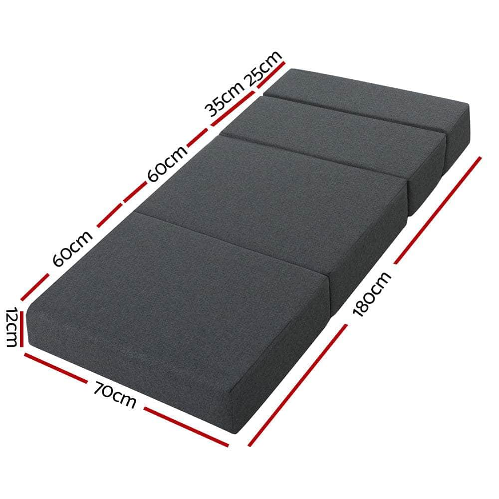 Foldable Mattress Folding Foam Bed Floor Mat Grey