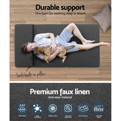 Foldable Mattress Folding Foam Bed Floor Mat Grey