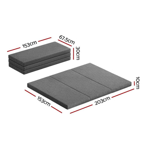 Foldable Mattress Folding Foam Queen Grey