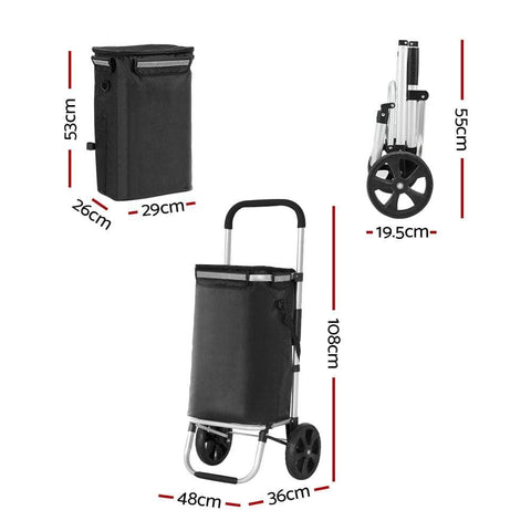 Foldable Shopping Cart Trolley Grocery Storage Portable Aluminum 45Kg