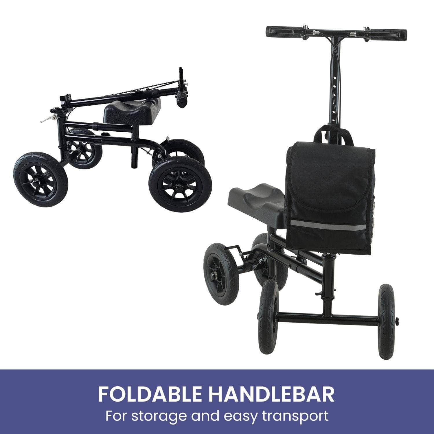 Foldable Steel Mobility Knee Scooter Walker for Enhanced Comfort