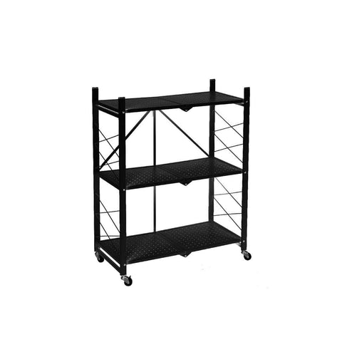 Foldable Storage Shelf Display Black 3 Tiers