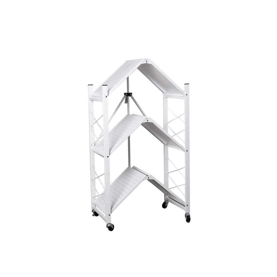 Foldable Storage Shelf Display White 3 Tiers