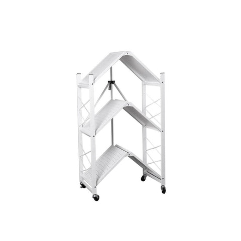 Foldable Storage Shelf Display White 3 Tiers