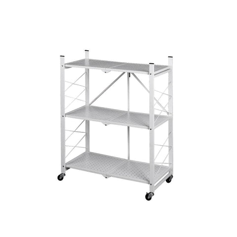 Foldable Storage Shelf Display White 3 Tiers