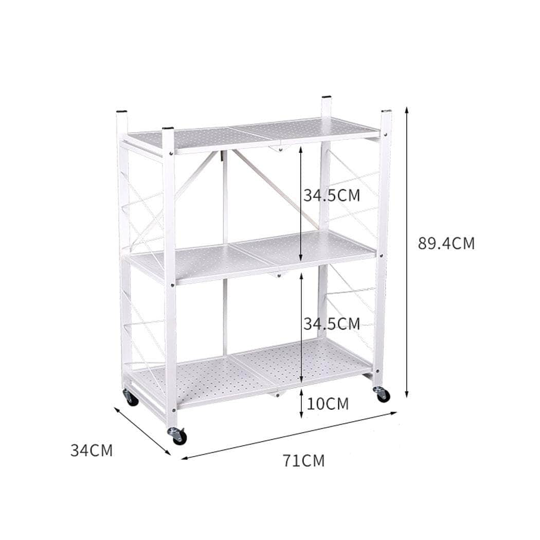 Foldable Storage Shelf Display White 3 Tiers