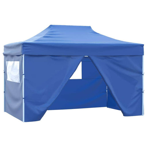 Foldable Tent Pop-Up with 4 Side Walls  Blue