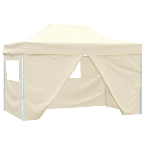 Foldable Tent Pop-Up with 4 Side Walls - Cream White