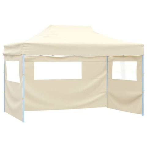 Foldable Tent Pop-Up with 4 Side Walls - Cream White