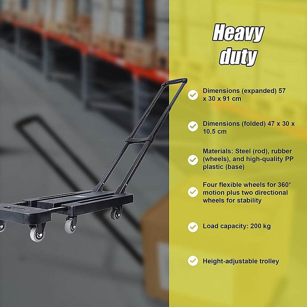 Foldable Trolley Cart With 6 Rotating Wheels