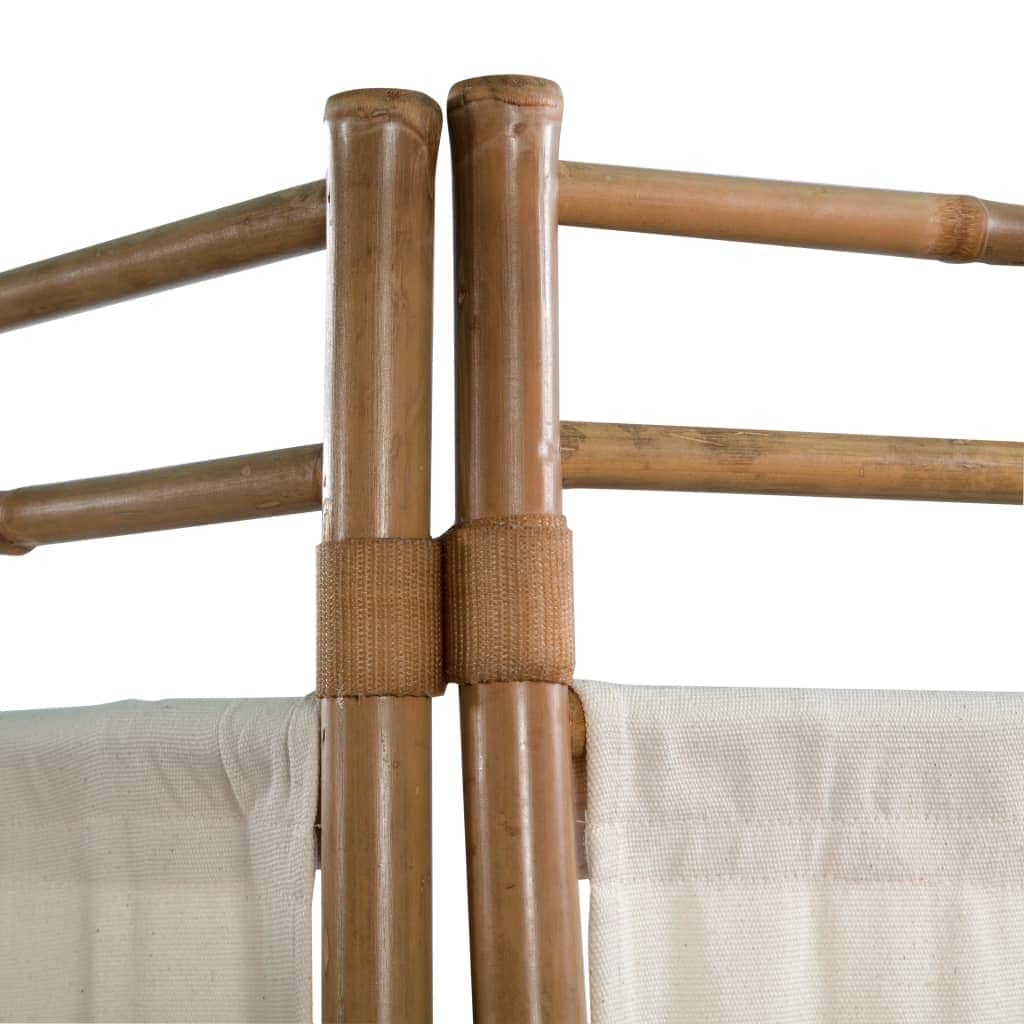 Folding 3-Panel Room Divider Bamboo and Canvas 120 cm