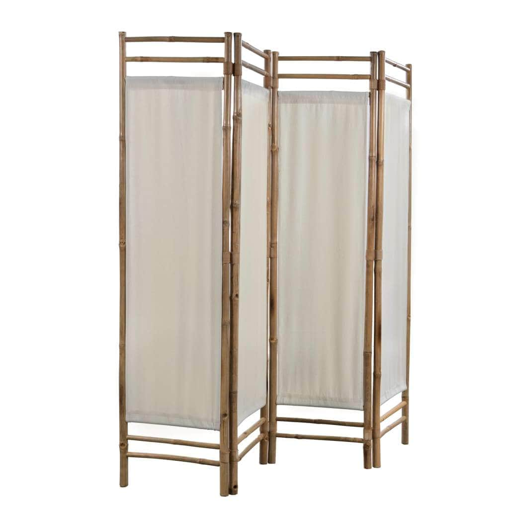 Folding 4-Panel Room Divider Bamboo and Canvas 160 cm