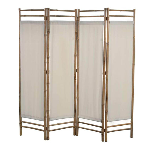 Folding 4-Panel Room Divider Bamboo and Canvas 160 cm