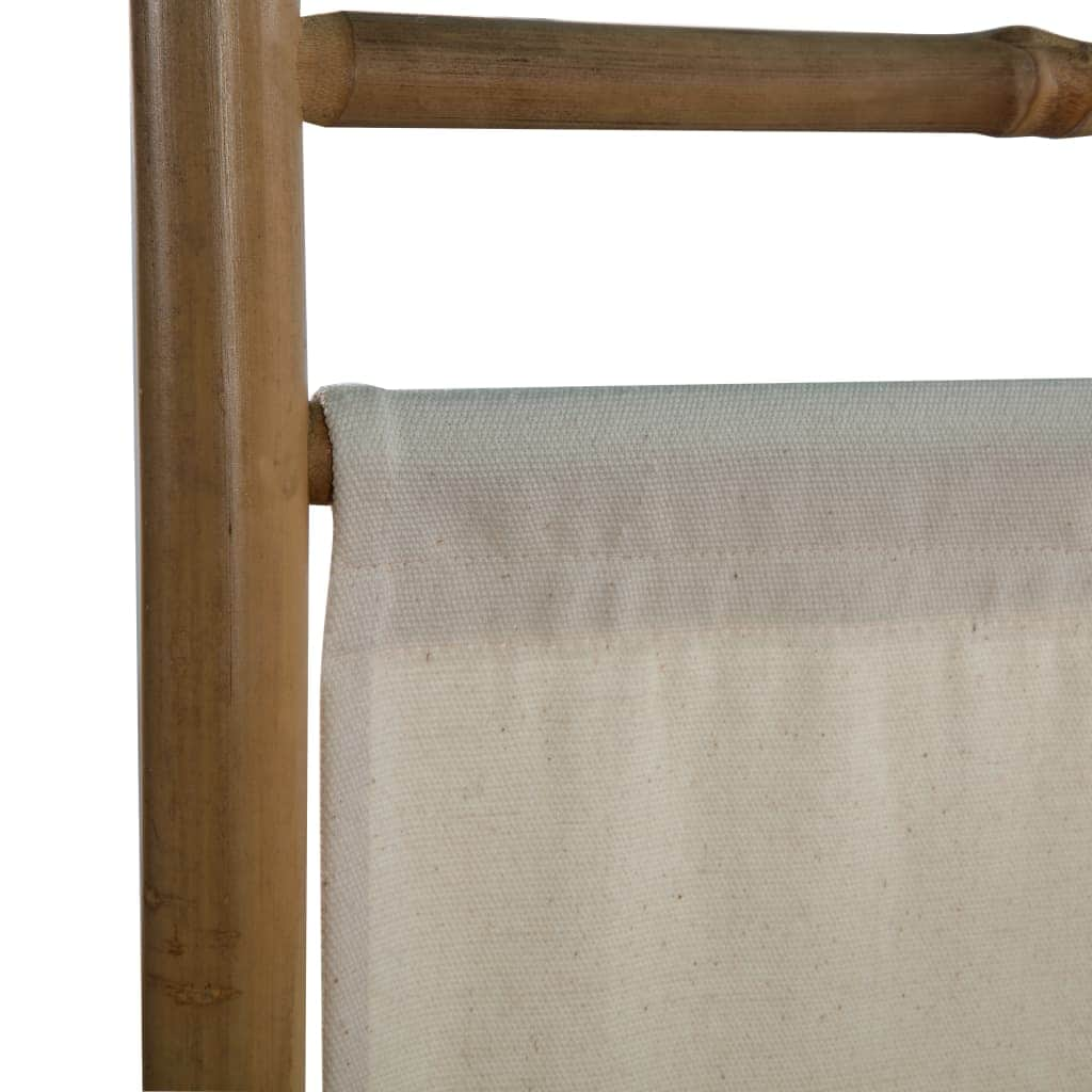 Folding 5-Panel Room Divider Bamboo and Canvas 200 cm