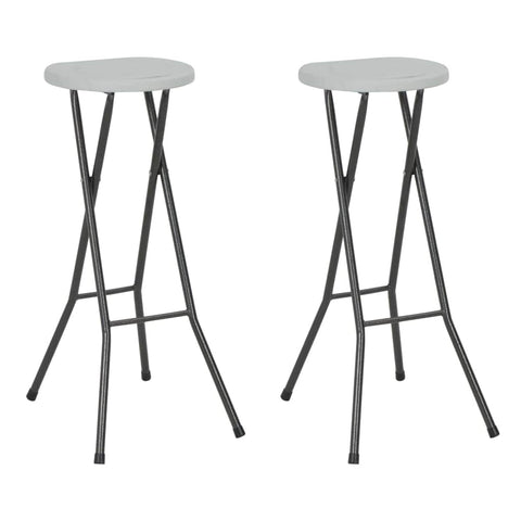 Folding Bar Stools 2 pcs HDPE and Steel White