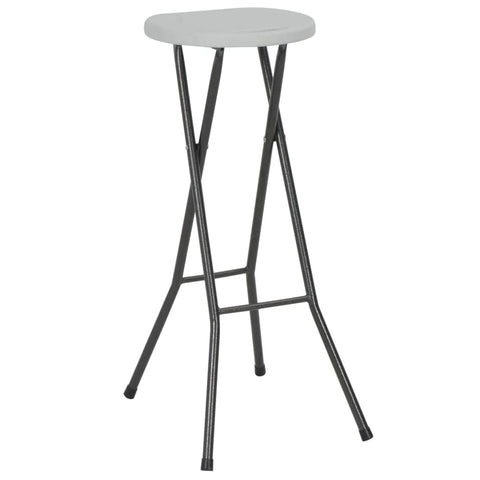 Folding Bar Stools 2 pcs HDPE and Steel White