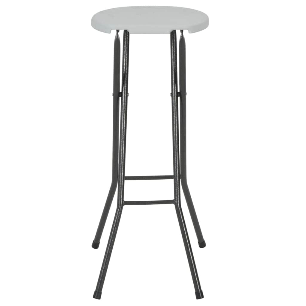 Folding Bar Stools 2 pcs HDPE and Steel White