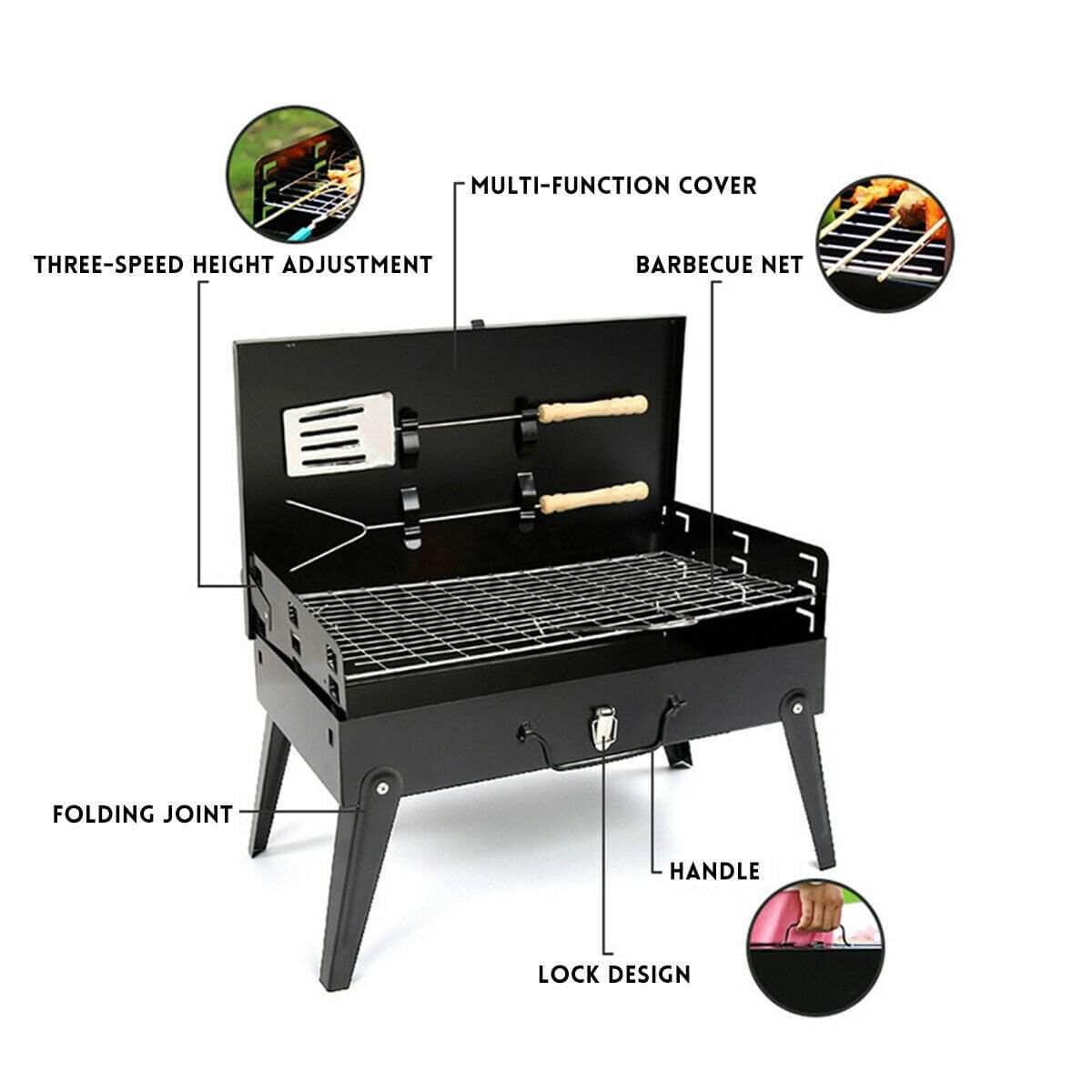 Folding Picnic Camping Charcoal Bbq Grill Portable Garden Barbecue Grill Broiler Outdoor