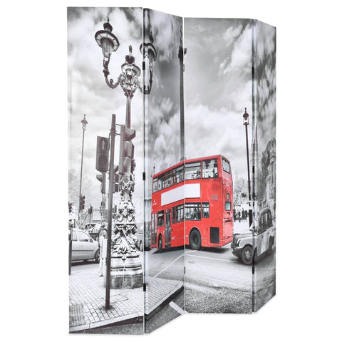 Folding Room Divider  London Bus Black and White