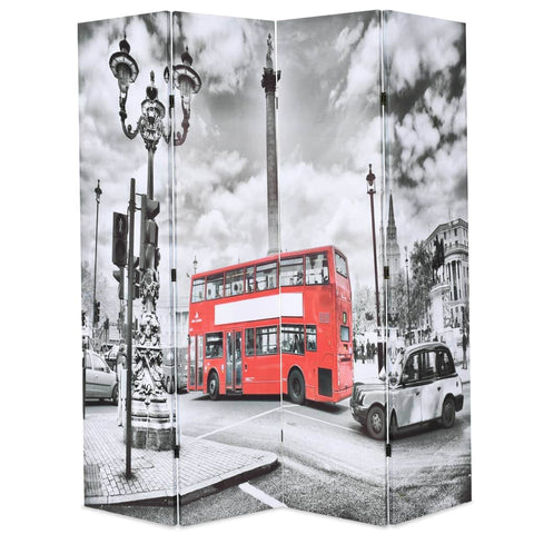 Folding Room Divider  London Bus Black and White