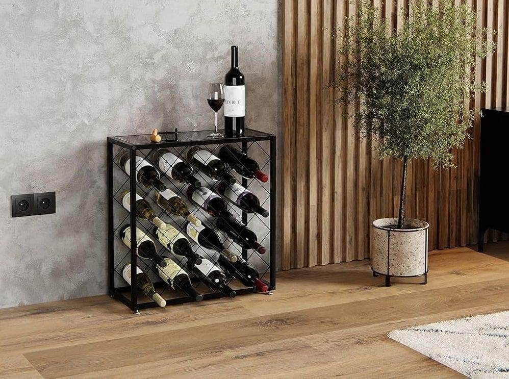 Freestanding Metal Wine Rack For 25 Bottles