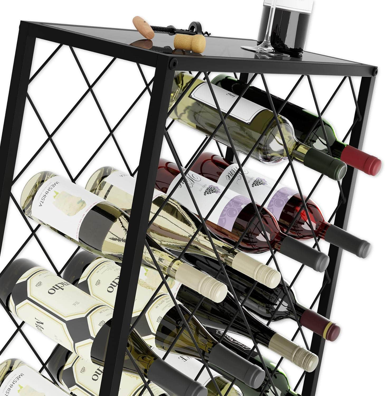 Freestanding Metal Wine Rack For 25 Bottles