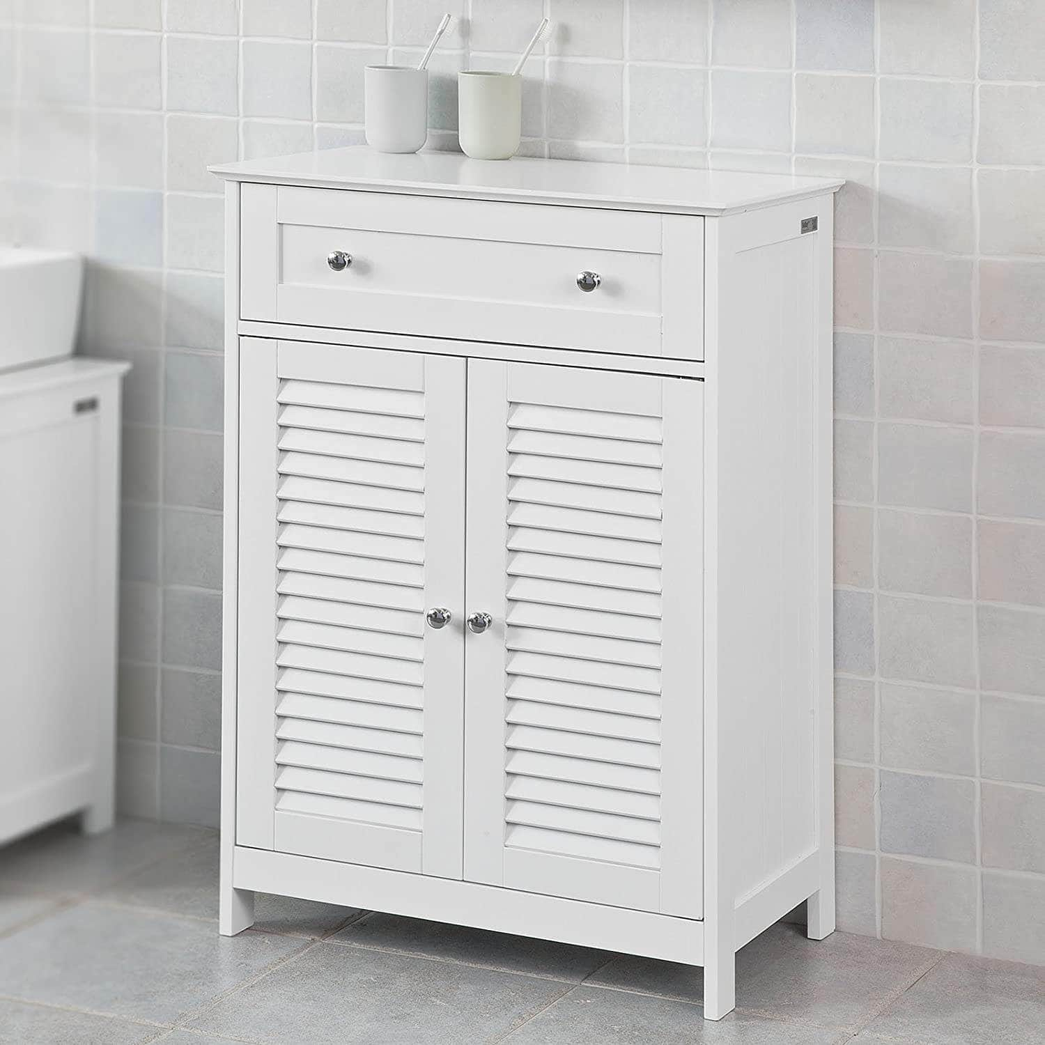 Freestanding Storage Cabinet With Doors/Drawer