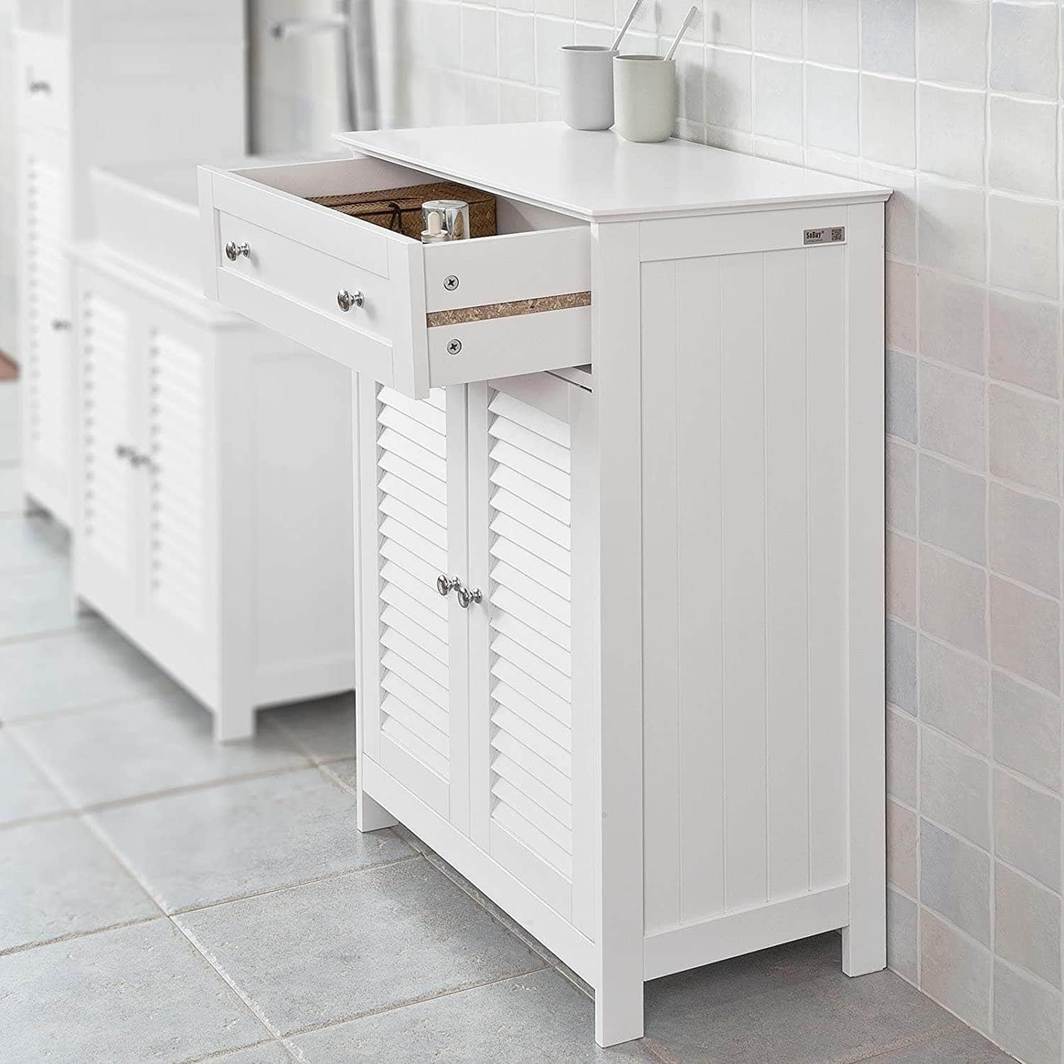 Freestanding Storage Cabinet With Doors/Drawer