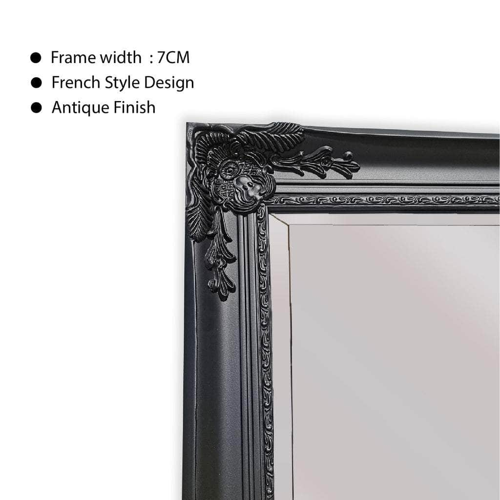 French Provincial Ornate Mirror - Black - Small  80Cm X 110Cm