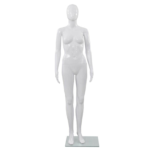 Full Body Female Mannequin with Glass Base Glossy White 175 cm