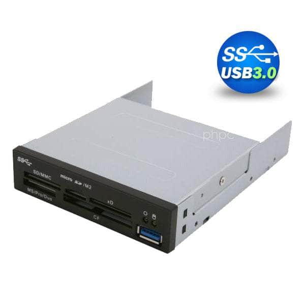 Full Metal Usb 3.0 Card Reader With Front Usb - Black