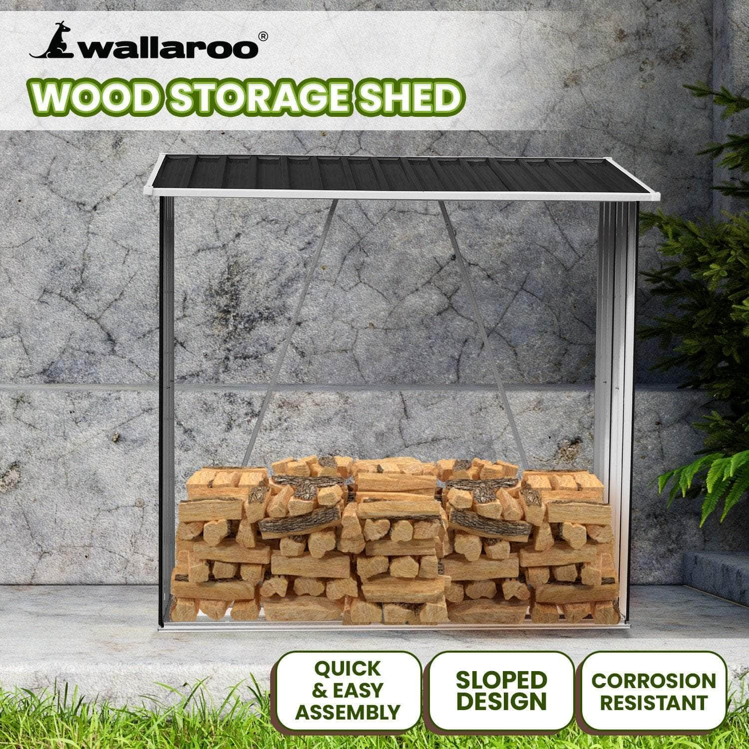 Galvanized Steel Wood Storage Shed